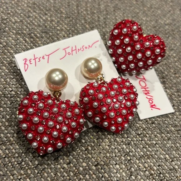 Betsey Johnson Jewelry Betsey Johnson Red Heart Pearl Jewelry